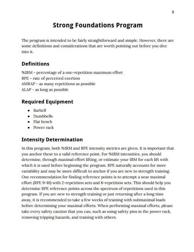 Strong Foundations Program