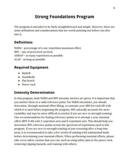 Strong Foundations Program